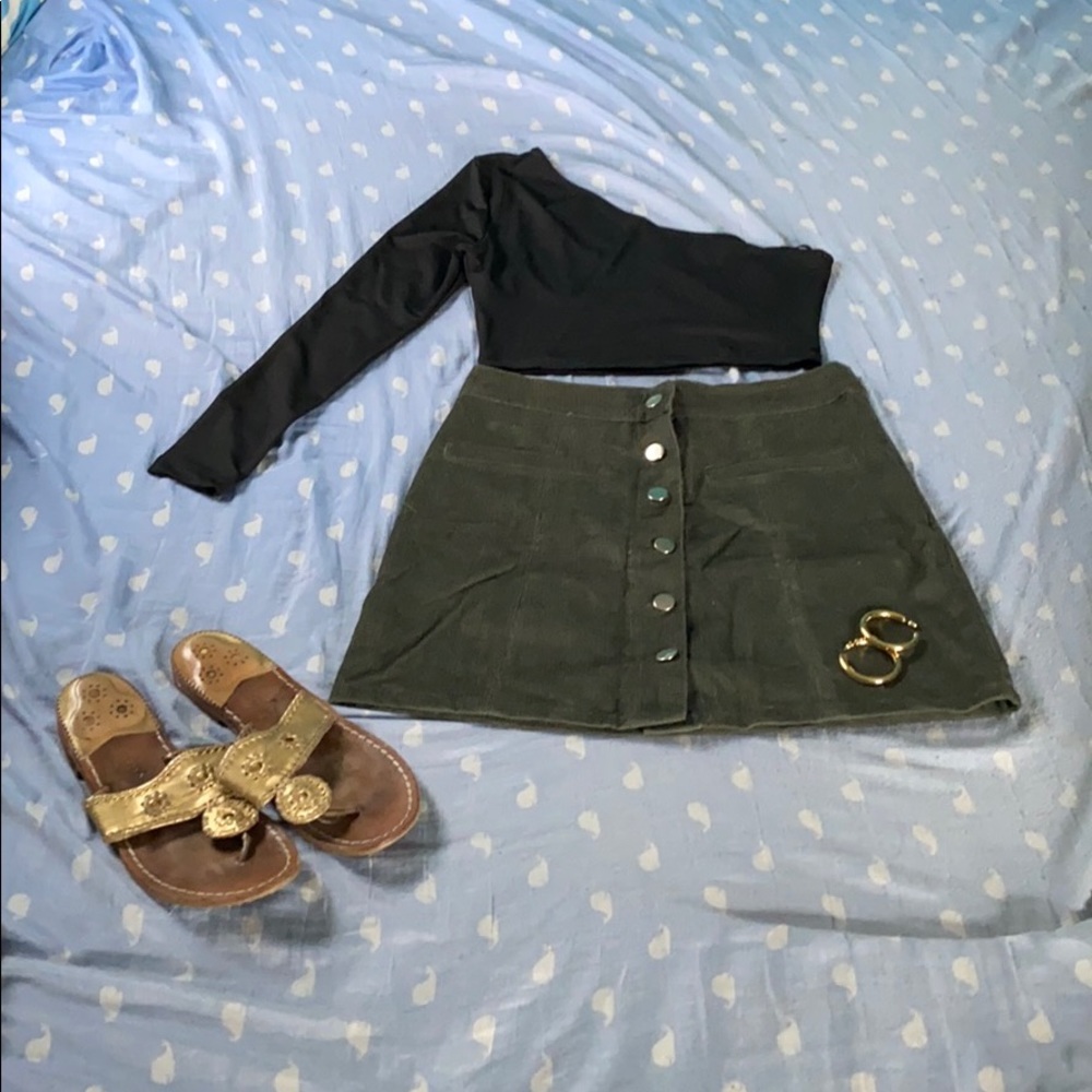 Green button up skirt